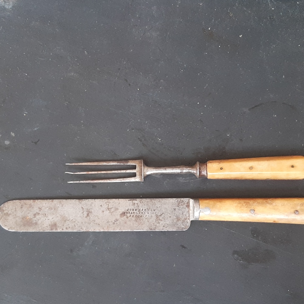 Antique 1860s Askham knife and fork